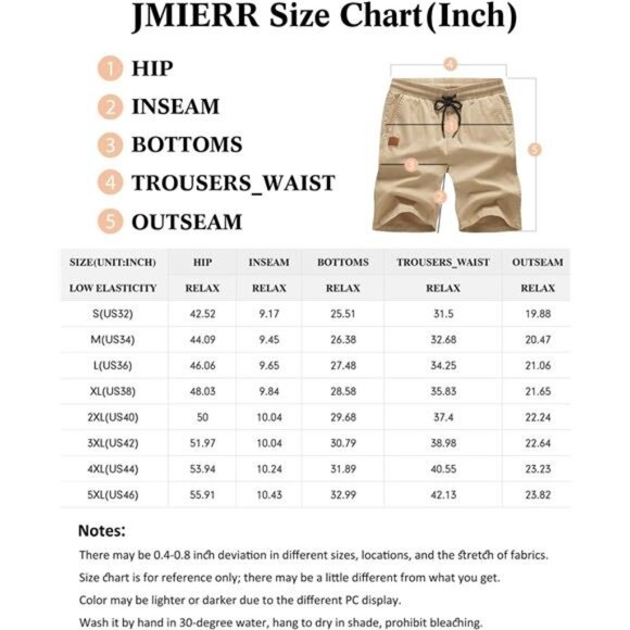 Men's‎ Casual Cotton Shorts, Drawstring Stretch Twill, Summer Beach Golf Chino - Picture 6 of 7